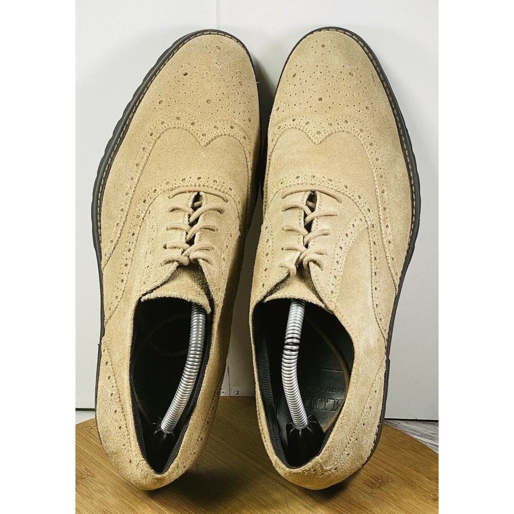 Saks Fifth Avenue Blue Write Now Shoes Mens Size 10.5 Brown Suede Wingtip Oxford - Picture 5 of 6